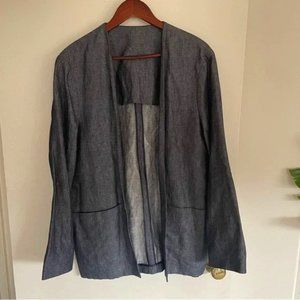 COS Collarless Navy Denim Blazer size 40R